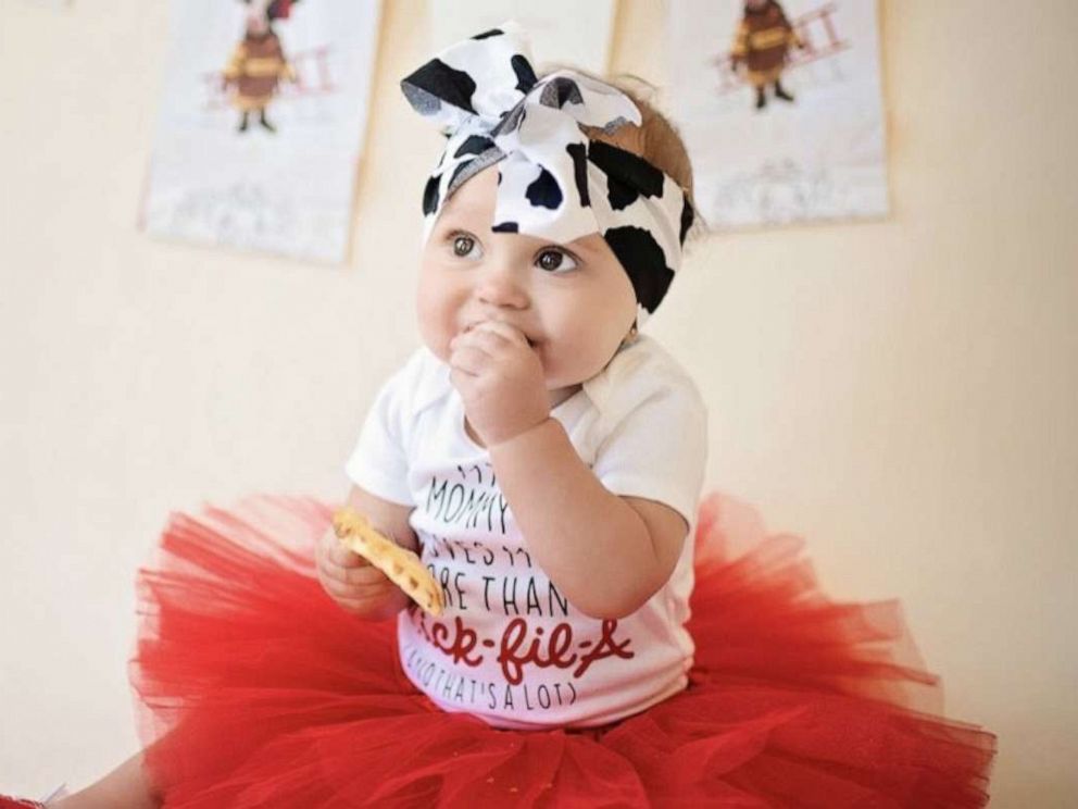 PHOTO: Kate Byrne had her daughter, Brinley, star in a Chick-fil-A-themed photo shoot to celebrate her first birthday.