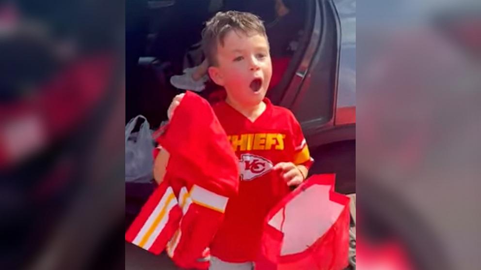 PHOTO: A boy was surprised on Sept. 5 with tickets to see his favorite football team, the Kansas City Chiefs play.