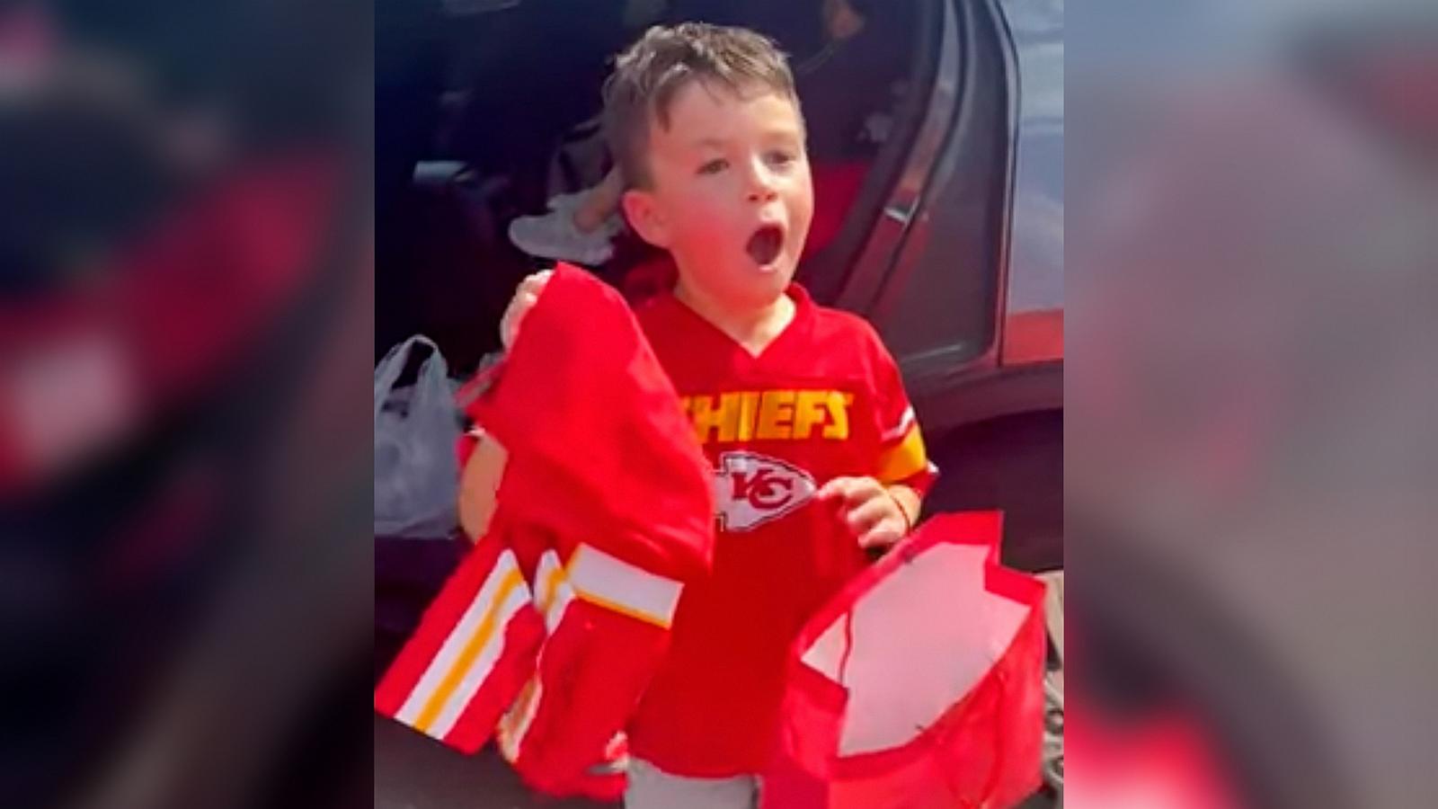 PHOTO: A boy was surprised on Sept. 5 with tickets to see his favorite football team, the Kansas City Chiefs play.