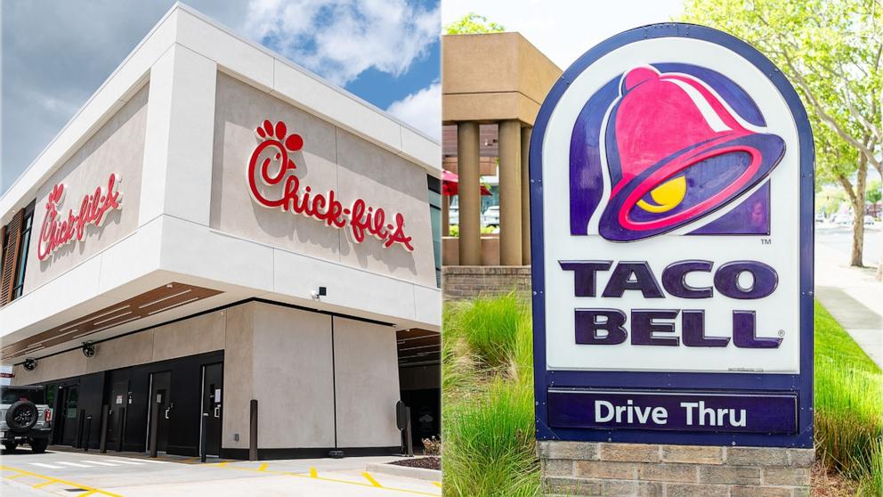 PHOTO: Chick-Fil-A restaurant | Taco Bell sign