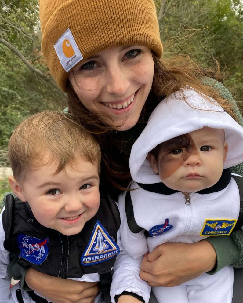 PHOTO: Nicole Lucas Hall, center, with her son, Asher (l), and daughter Winry (r) in an undated family photo.