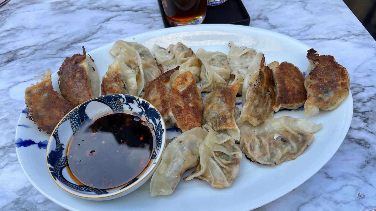 PHOTO: A plate of chile crisp and vegetable tofu dumplings.