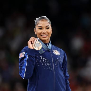 PHOTO: Jordan Chiles of Team USA looks on with her Bronze Medal from the Women's Apparatus floor final on day ten of the Olympic Games Paris 2024 at Bercy Arena on Aug. 5, 2024 in Paris.