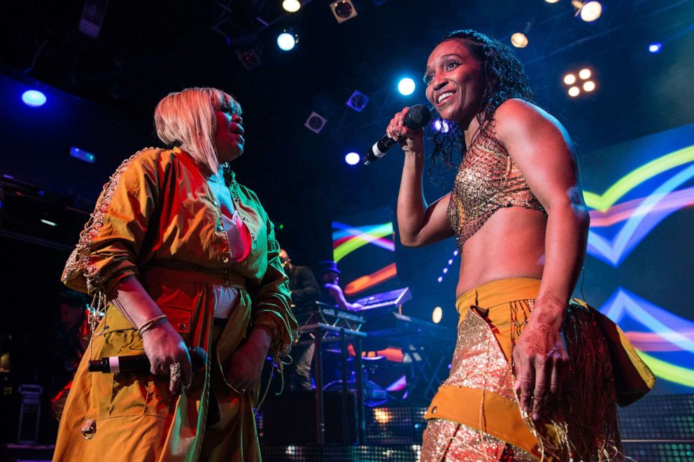 PHOTO: Tionne "T-Boz" Watkins and Rozonda "Chilli" Thomas of TLC perform at KOKO on May 9, 2017 in London.