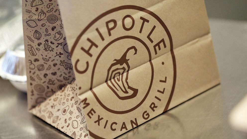 A to-go bag sits at a Chipotle restaurant in Louisville, Ky., Feb. 2, 2019.