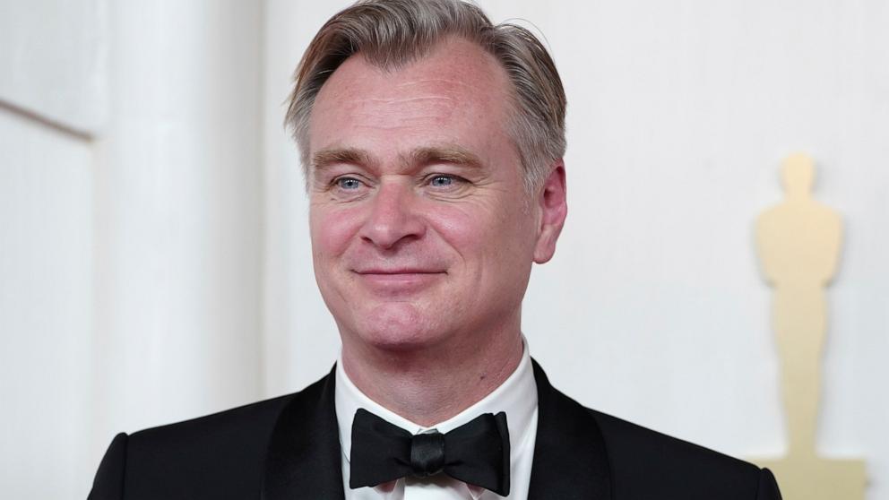 PHOTO: Christopher Nolan arrives at the Oscars, March 10, 2024, at the Dolby Theatre in Los Angeles. 