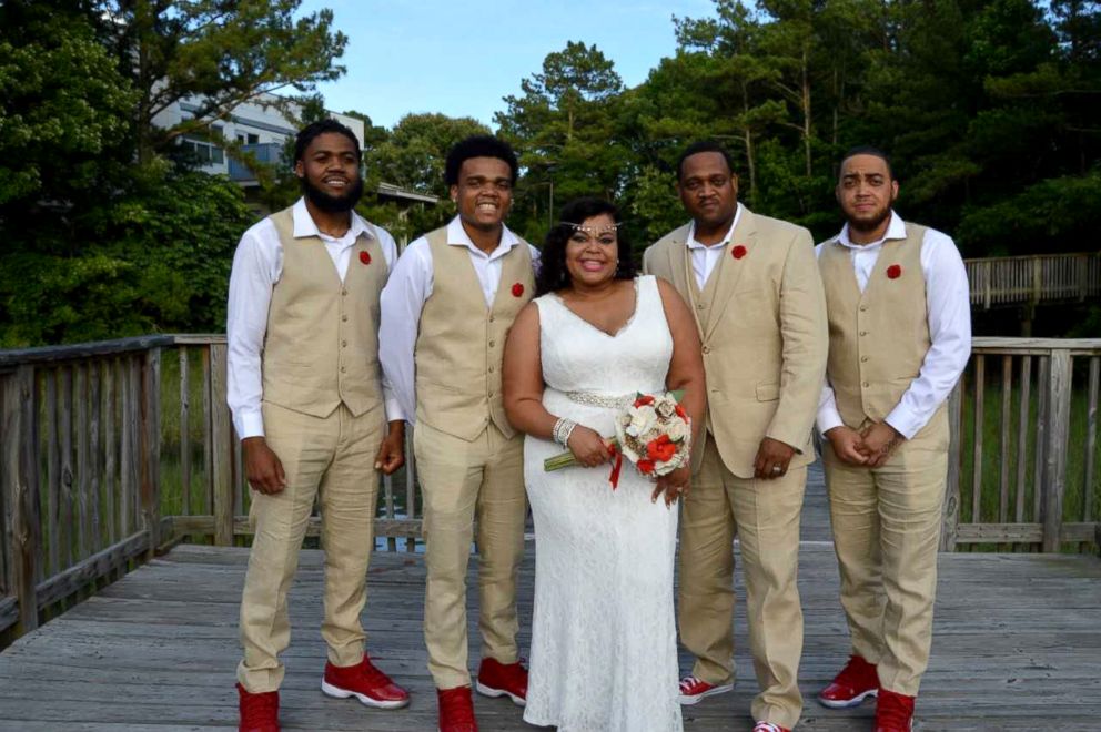 PHOTO: Dedra Moon is photographed here with her family for her wedding vows renewal ceremony.