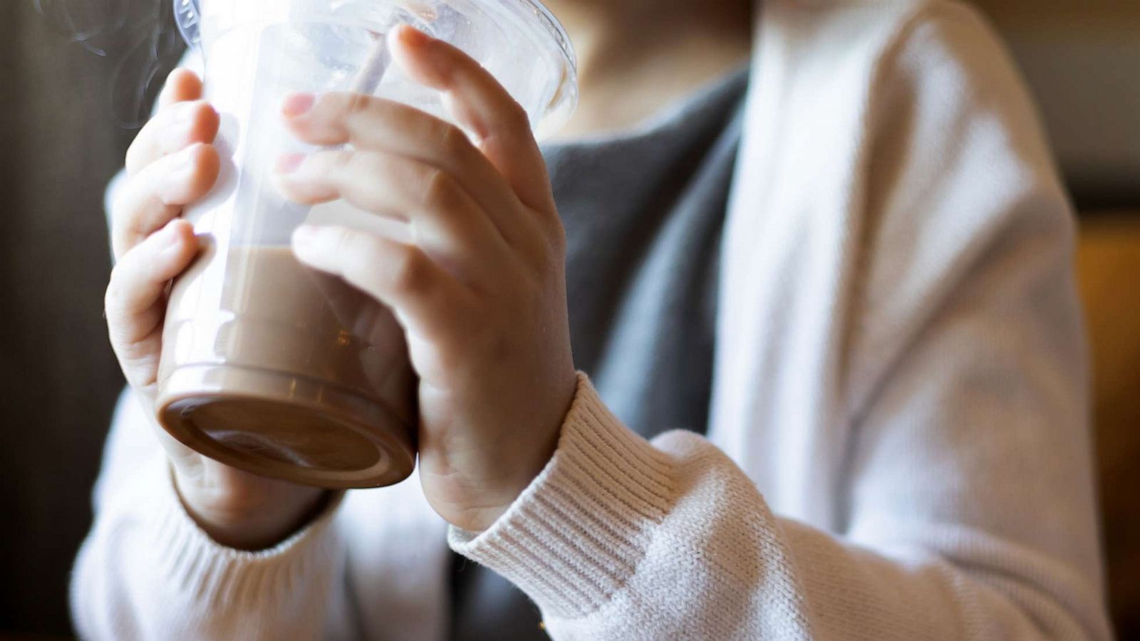 PHOTO: Stock photo of a child drinking chocolate milk.