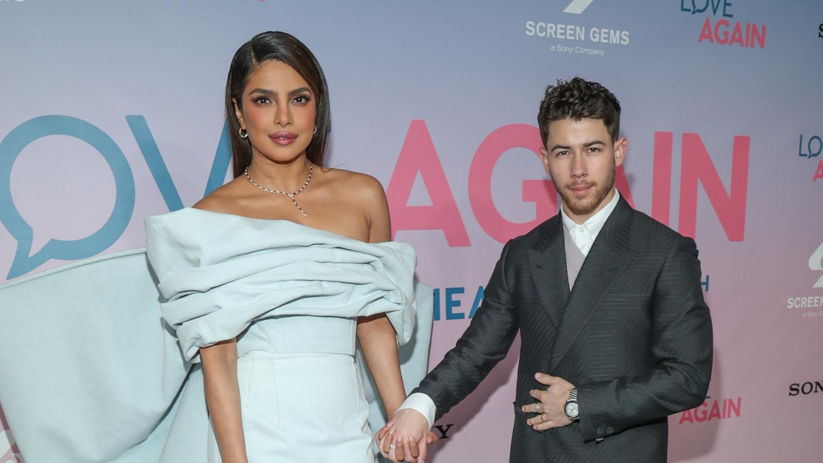 PHOTO: Priyanka Chopra and Nick Jonas attend the "Love Again" New York screening at AMC Lincoln Square Theater on May 3, 2023 in New York City.