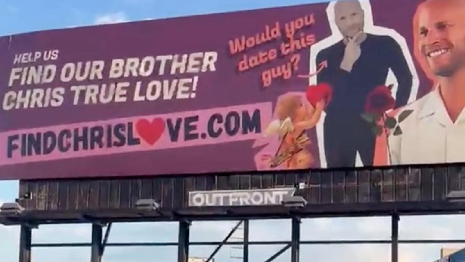 PHOTO: Brothers Henry and Jamie Cooke rented a billboard to help their brother Chris Cooke find love.