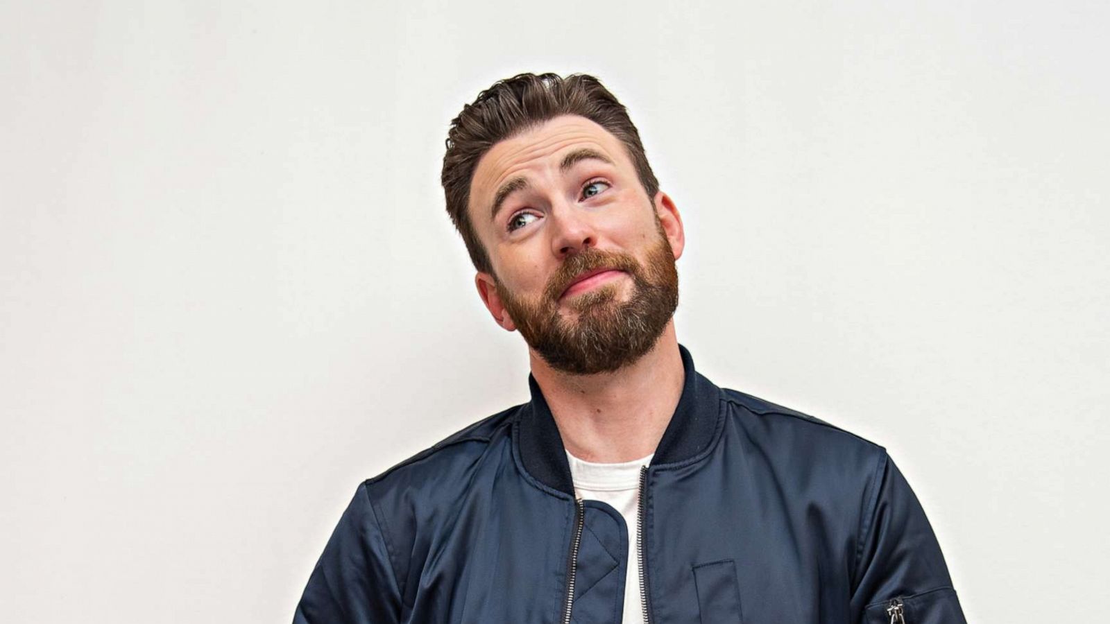 PHOTO: Chris Evans at a "Knives Out" press conference at the Four Seasons Hotel, on Nov. 15, 2019, in Beverly Hills, Calif.