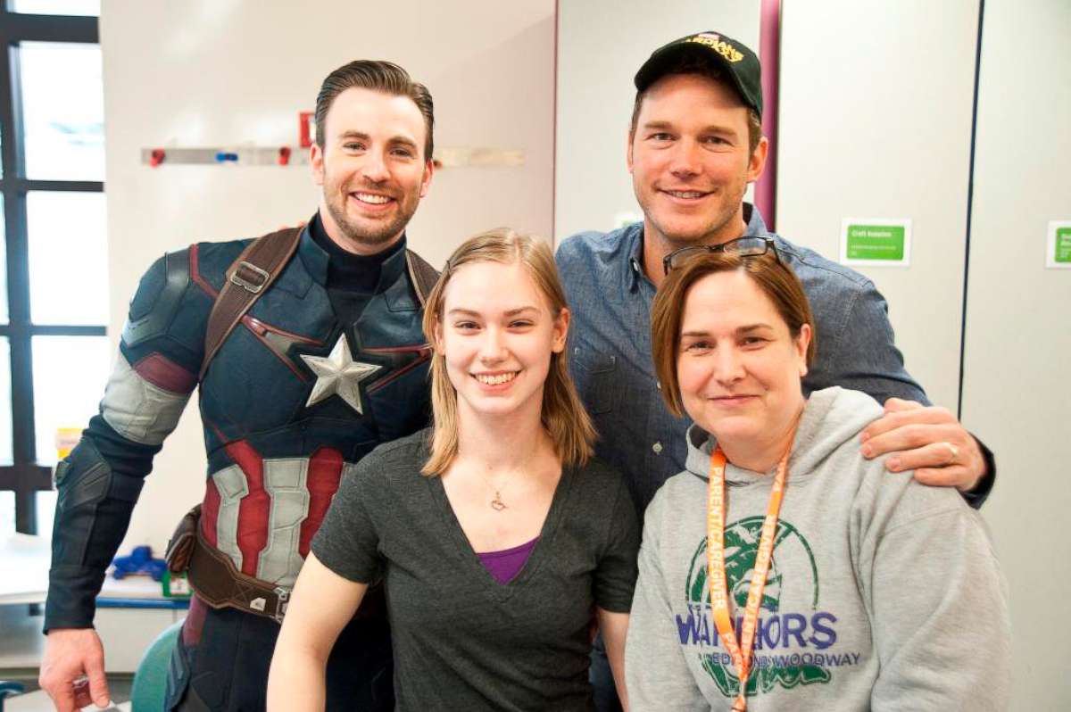 PHOTO: Actors Chris Evans and Chris Pratt visit Seattle Children's Hospital in an image shared on social media on March 7, 2015.