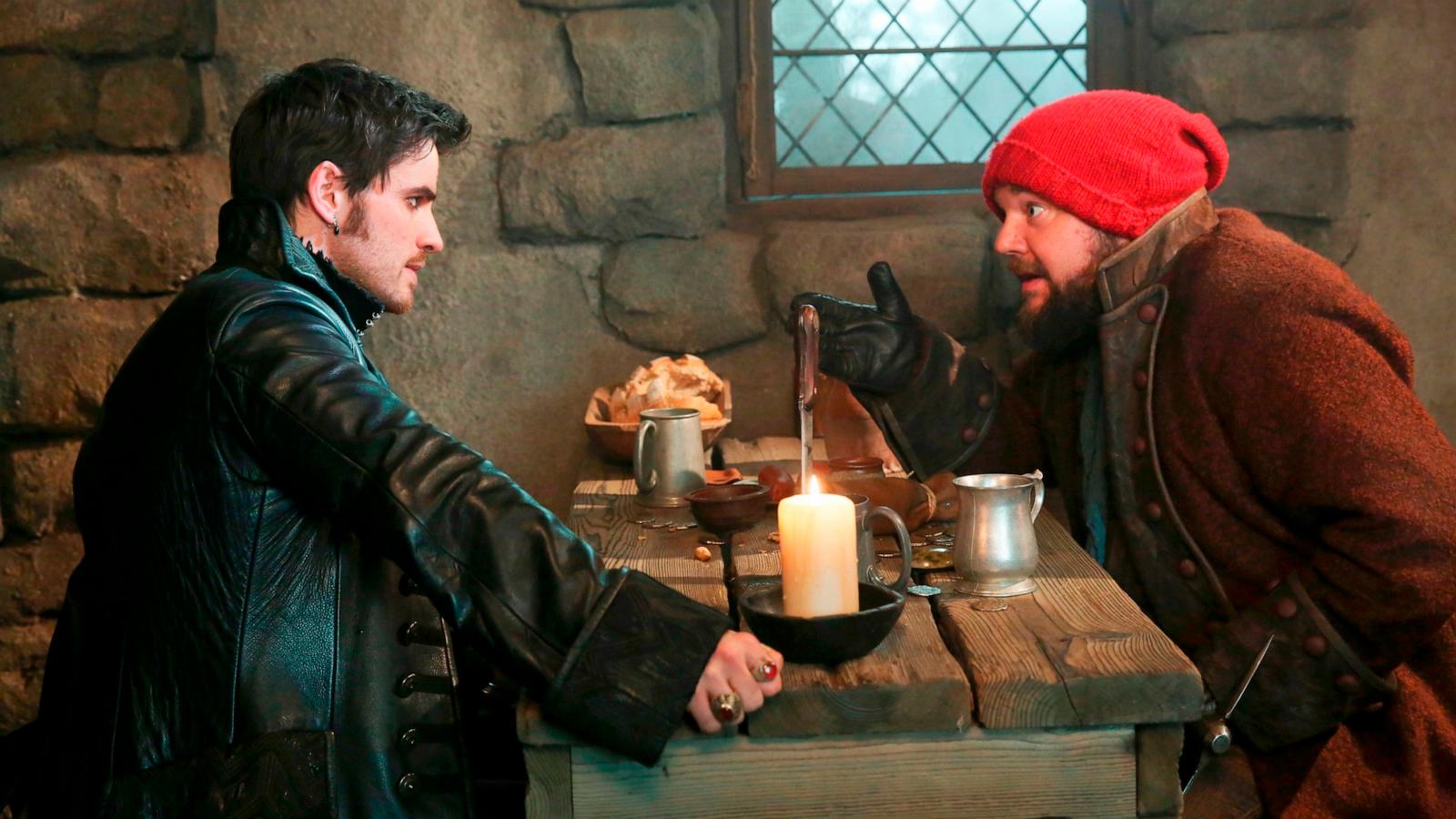 PHOTO: Colin O'Donoghue, as Captain Killian 'Hook' Jones, Rogers and Chris Gauthier, as William Smee, in a scene from "Once Upon a Time."