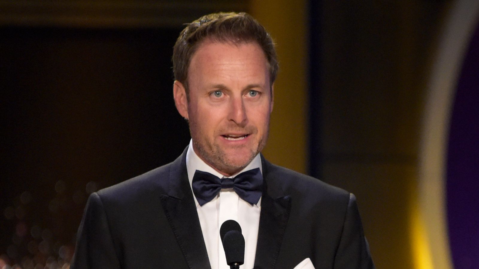 In this April 29, 2018, file photo, Chris Harrison presents the award for outstanding entertainment talk show host at the Daytime Emmy Awards at the Pasadena Civic Center in Pasadena, Calif. (Photo by Richard Shotwell/Invision/AP, File)