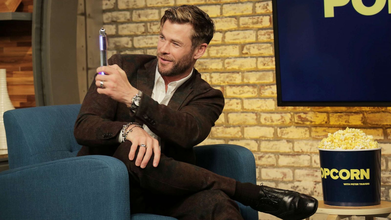 PHOTO: Chis Hemsworth appears on "Popcorn with Peter Travers" at ABC News studios, June 13, 2019, in New York City.