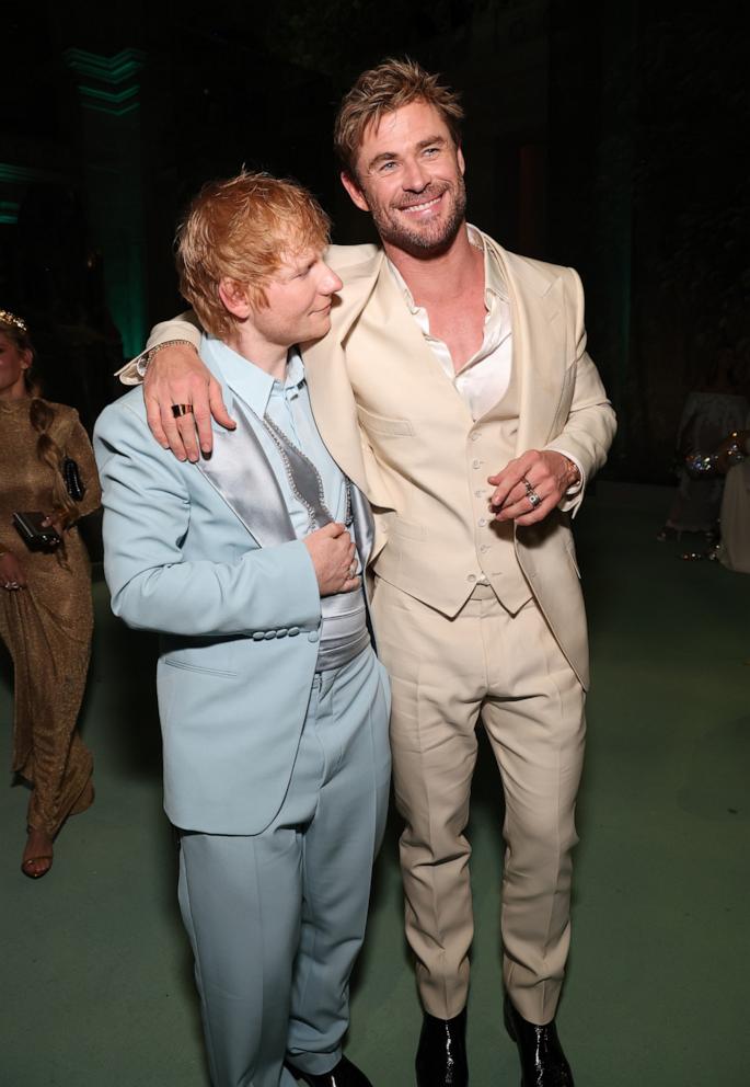 PHOTO: Ed Sheeran and Chris Hemsworth attend The 2024 Met Gala Celebrating "Sleeping Beauties: Reawakening Fashion" at The Metropolitan Museum of Art on May 06, 2024 in New York City.