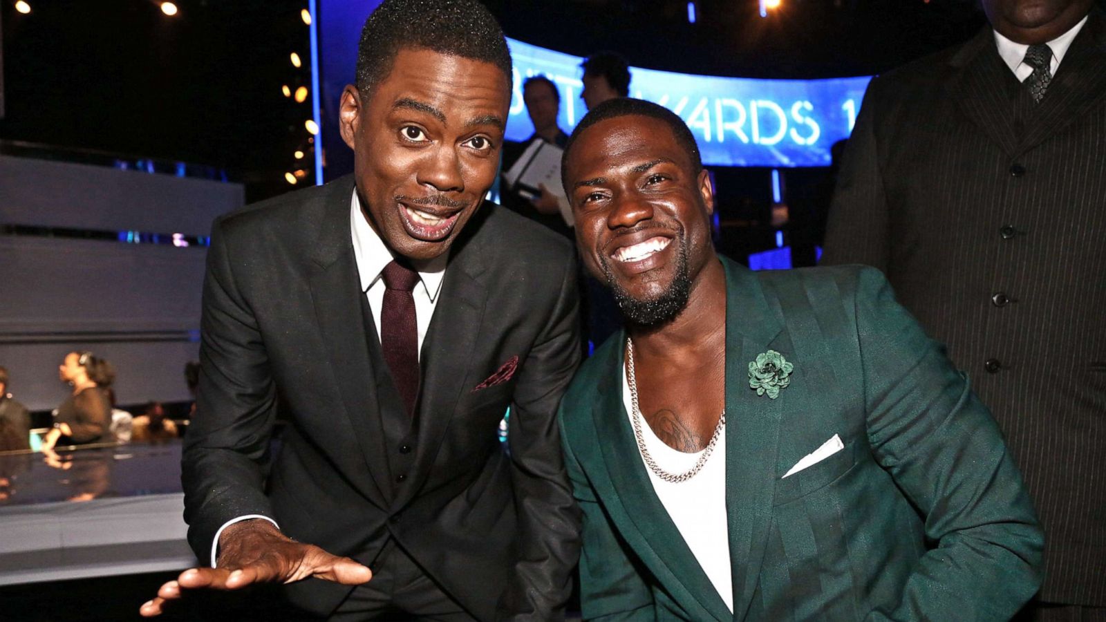 PHOTO: Chris Rock and Kevin Hart pose for a portrait during the BET Awards' 14 at Nokia Theatre L.A. LIVE on June 29, 2014 in Los Angeles.