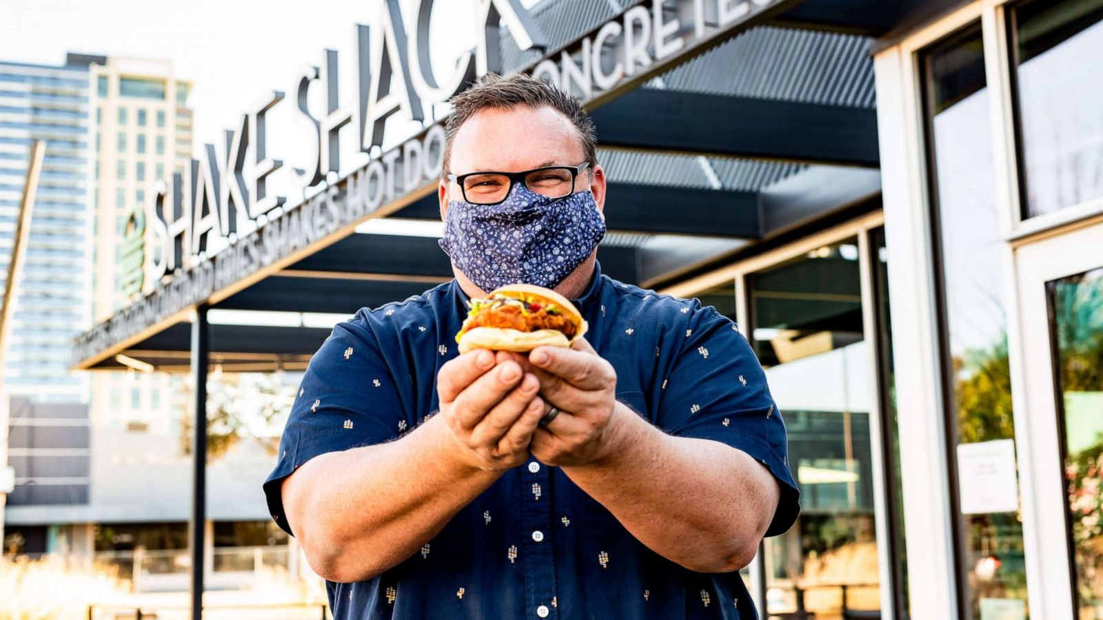 PHOTO: Chris Shepherd developed a riff on Shake Shack's chicken sandwich for the new Now Serving series that kicks off in Houston, Texas.