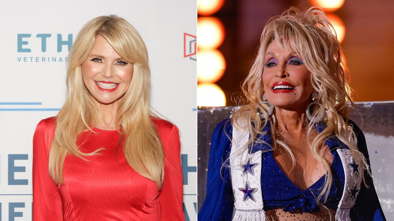 PHOTO: Christie Brinkley is pictured Nov. 10, 2023 and Dolly Parton is pictured Nov. 23, 2023.