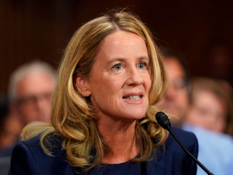 PHOTO: In this Sept. 27, 2018, file photo, Christine Blasey Ford testifies before the Senate Judiciary Committee on Capitol Hill in Washington, D.C.