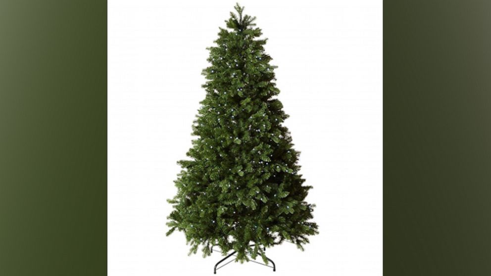 PHOTO: The Mr. Christmas 7-foot faux Douglas fir comes pre-lit with LED lights that turn on and off with your voice and change color on command.