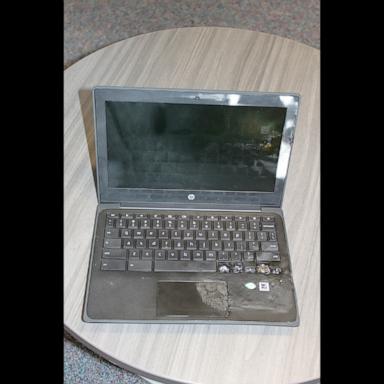 PHOTO: At Belleville High School in New Jersey, a student tried the "Chromebook Challenge,” leading to a Chromebook lithium-ion battery to swell up and start smoking in a classroom.
