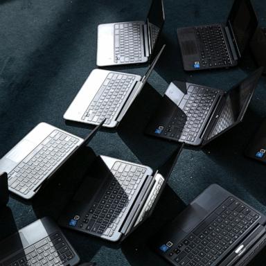 PHOTO: In this Aug. 31, 2020, file photo, Chromebooks are shown in Stamford, Connecticut. 