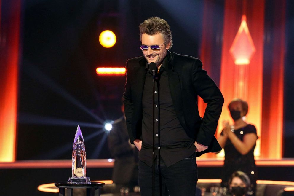 PHOTO: Eric Church accepts an award onstage during the The 54th Annual CMA Awards at Music City Center, Nov. 11, 2020, in Nashville, Tenn.