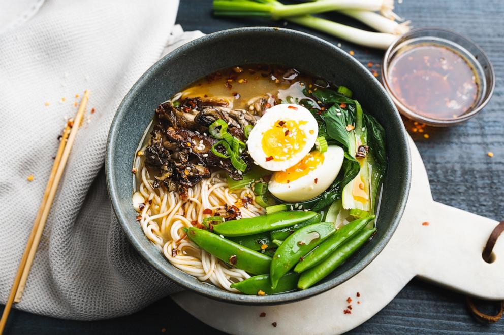 PHOTO: Ramen with Tofu and Snap Peas.
