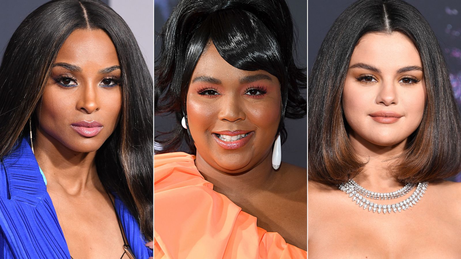 PHOTO: Ciara, Lizzo and Selena Gomez arrive at the 2019 American Music Awards at Microsoft Theater in Los Angeles, Nov. 24, 2019.