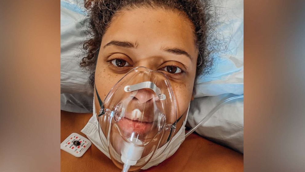 PHOTO: Cierra Chubb, of South Carolina, is pictured while hospitalized with complications from COVID-19.