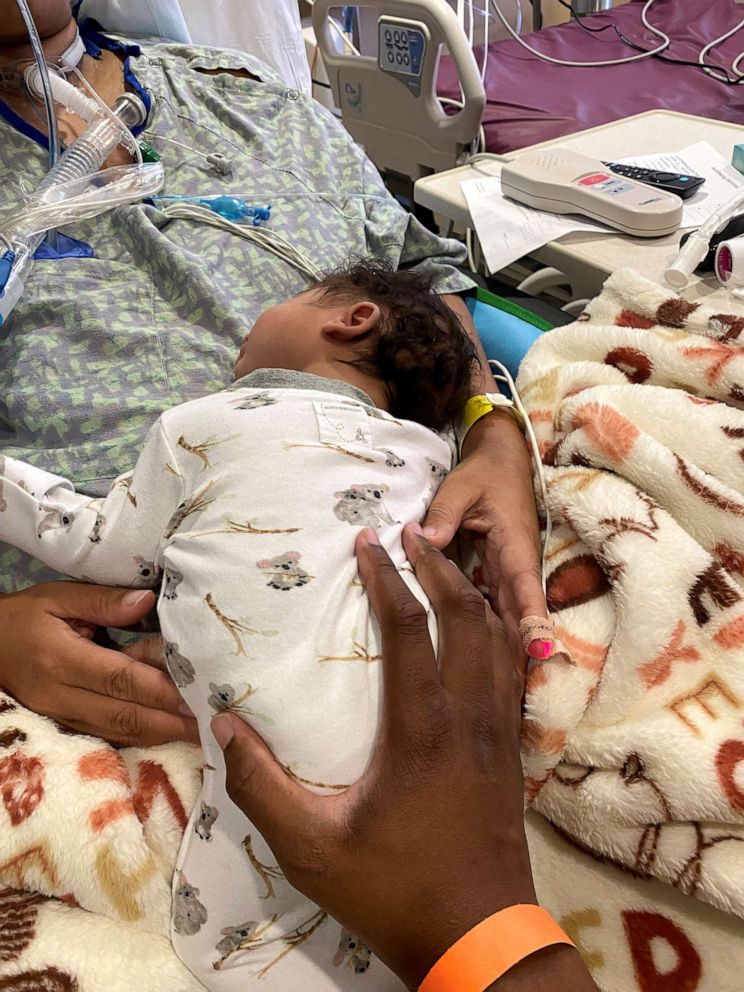 PHOTO: Cierra Chubb has been hospitalized with life-threatening COVID-19 complications since giving birth to her son, Myles, in an emergency c-section.