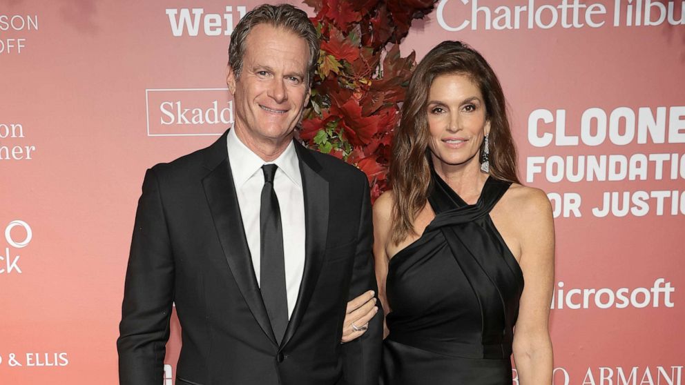 PHOTO: Rande Gerber and Cindy Crawford attend the Clooney Foundation For Justice Inaugural Albie Awards at New York Public Library on Sept. 29, 2022 in New York City.
