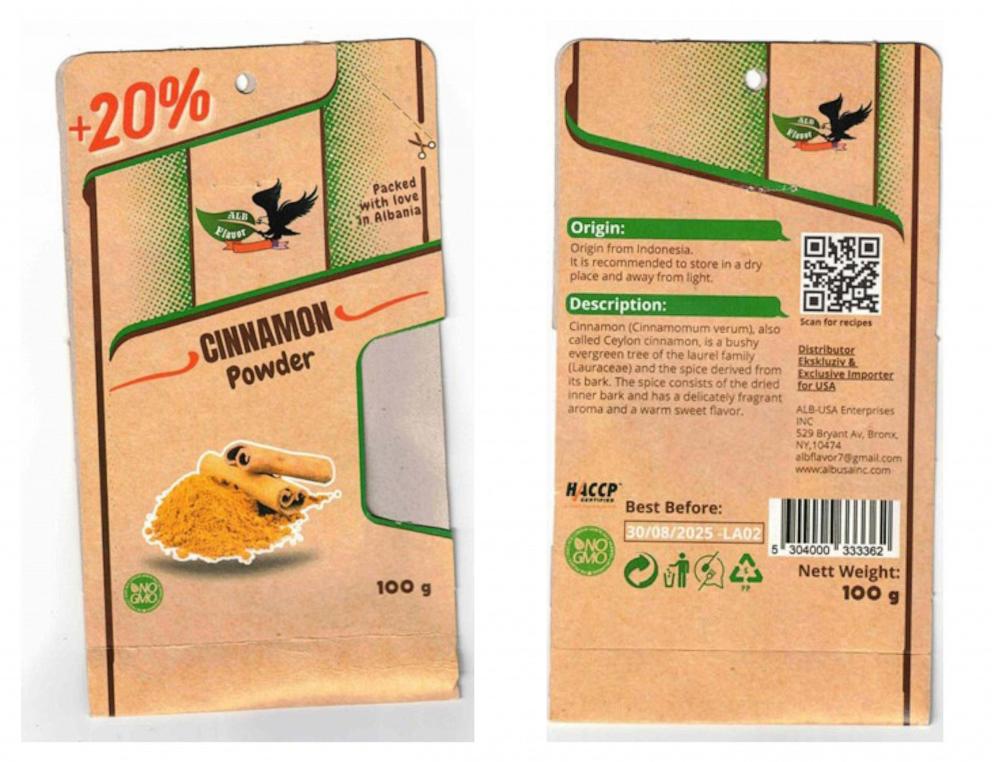 PHOTO: ALB Flavor branded cinnamon powder has been recalled for potential contamination of lead.