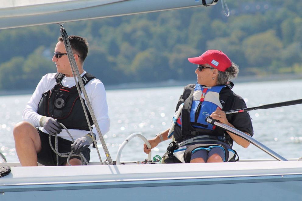 PHOTO: Sailor Sarah Everhart Skeels, paralyzed from the waist down, competes in the Clagett Regatta.