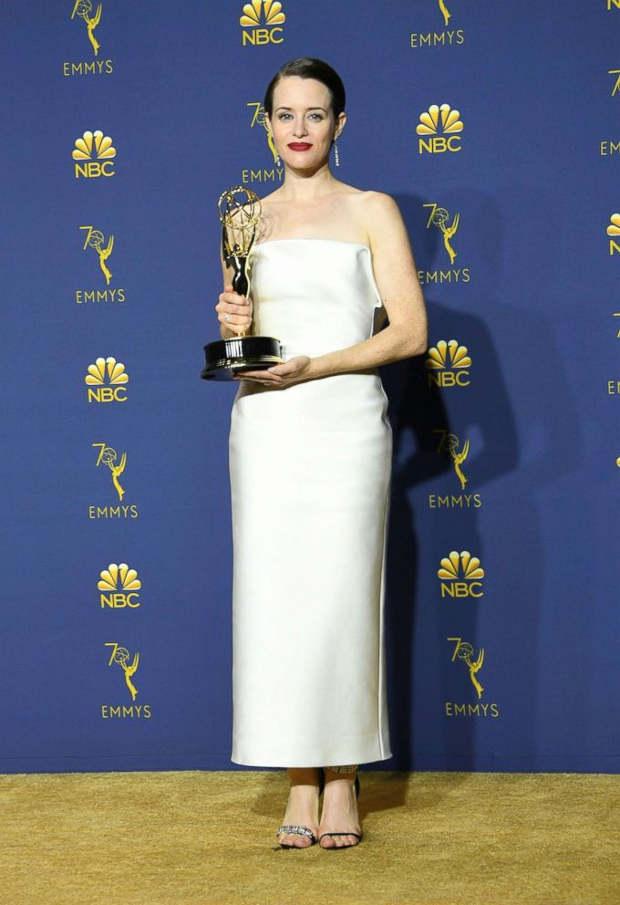 PHOTO: Claire Foy poses with her Emmy during the 70th Emmy Awards at the Microsoft Theatre in Los Angeles, Sept. 17, 2018.