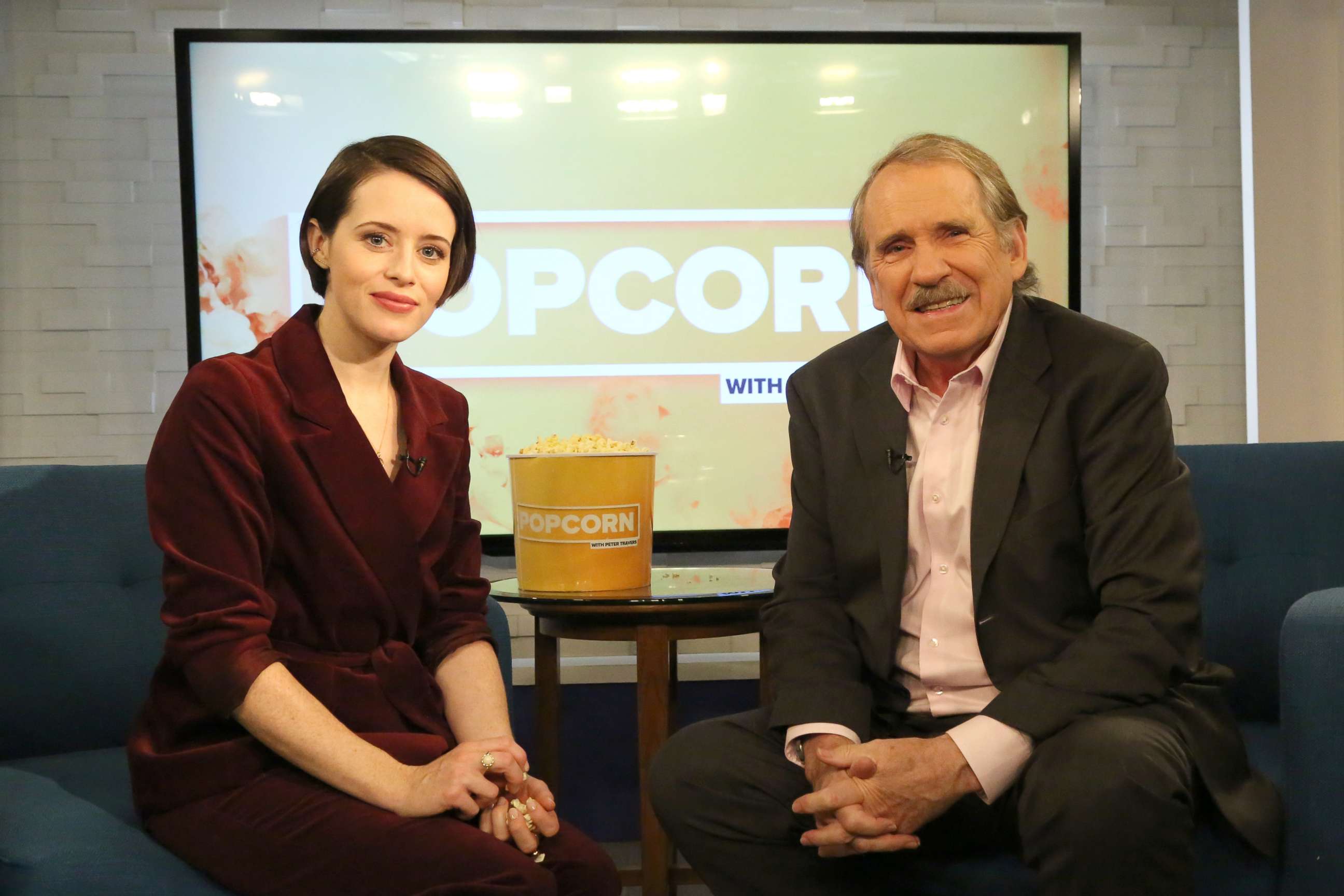 PHOTO: Claire Foy appears on "Popcorn with Peter Travers" at ABC News studios, Nov. 5, 2018, in New York City.