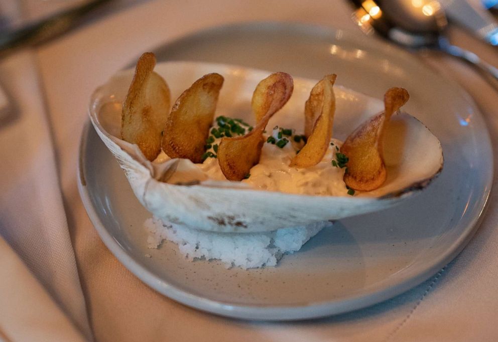 PHOTO: Homemade clam dip served with potato chips.