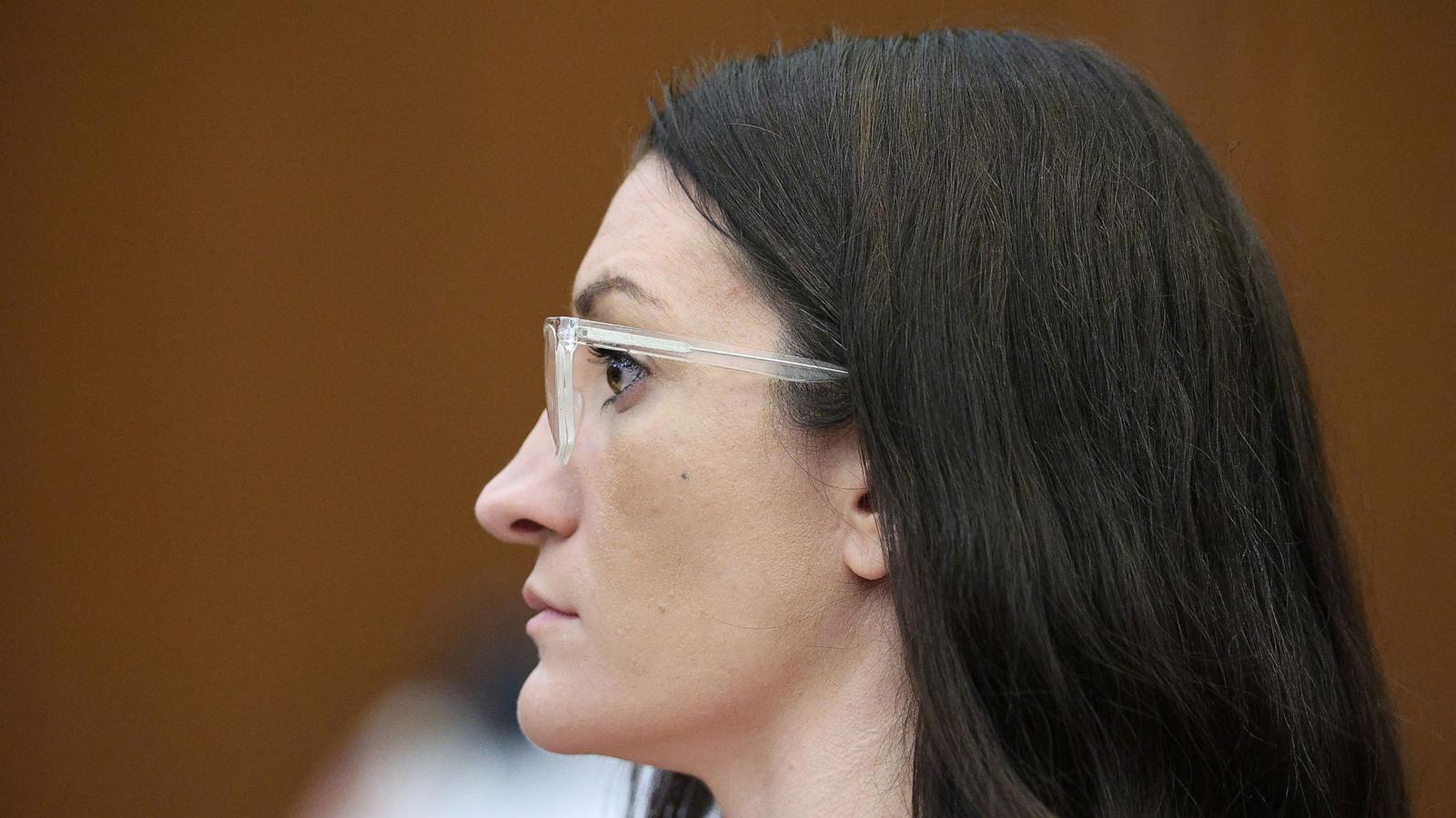 PHOTO: Defendant Lindsay Clancy listens to Dr. Jennifer Tufts on the witness stand during Lindsay Clancy's murder trial at Plymouth Superior Court, in Plymouth, Mass., Aug. 10, 2026.