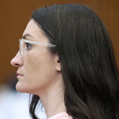 PHOTO: Defendant Lindsay Clancy listens to Dr. Jennifer Tufts on the witness stand during Lindsay Clancy's murder trial at Plymouth Superior Court, in Plymouth, Mass., Aug. 10, 2026. 