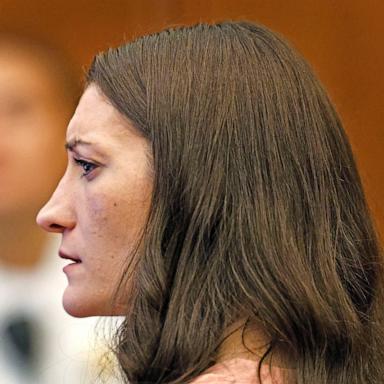 PHOTO: Lindsay Clancy, who is accused of killing her children, watches as her ex-husband Patrick Clancy takes the witness stand, during her murder trial at Plymouth Superior Court, in Plymouth, Mass, July 27, 2026. 