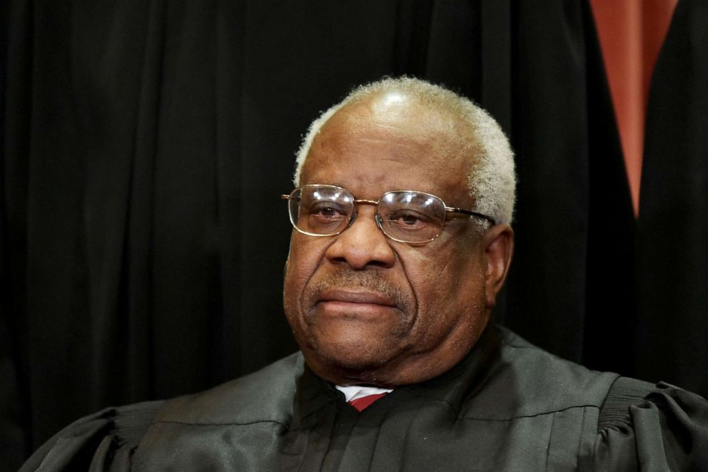 PHOTO: Associate Justice Clarence Thomas poses for the official group photo at the US Supreme Court in Washington, DC, Nov. 30, 2018.