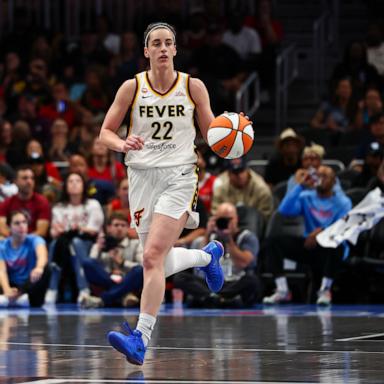 PHOTO: Caitlin Clark #22 of the Indiana Fever dribbles during the first quarter against the Atlanta Dream at State Farm Arena, June 20, 2026, in Atlanta.