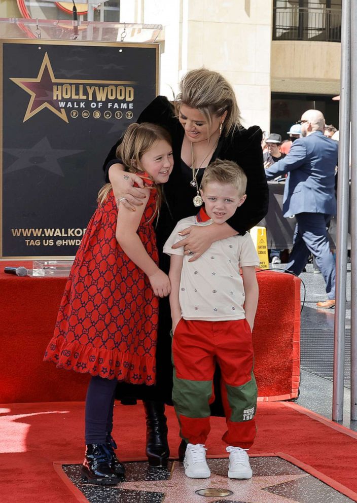 PHOTO: River Rose Blackstock, Kelly Clarkson, and Remington Alexander Blackstock attend The Hollywood Walk Of Fame Star Ceremony for Kelly Clarkson on Sept. 19, 2022 in Los Angeles.