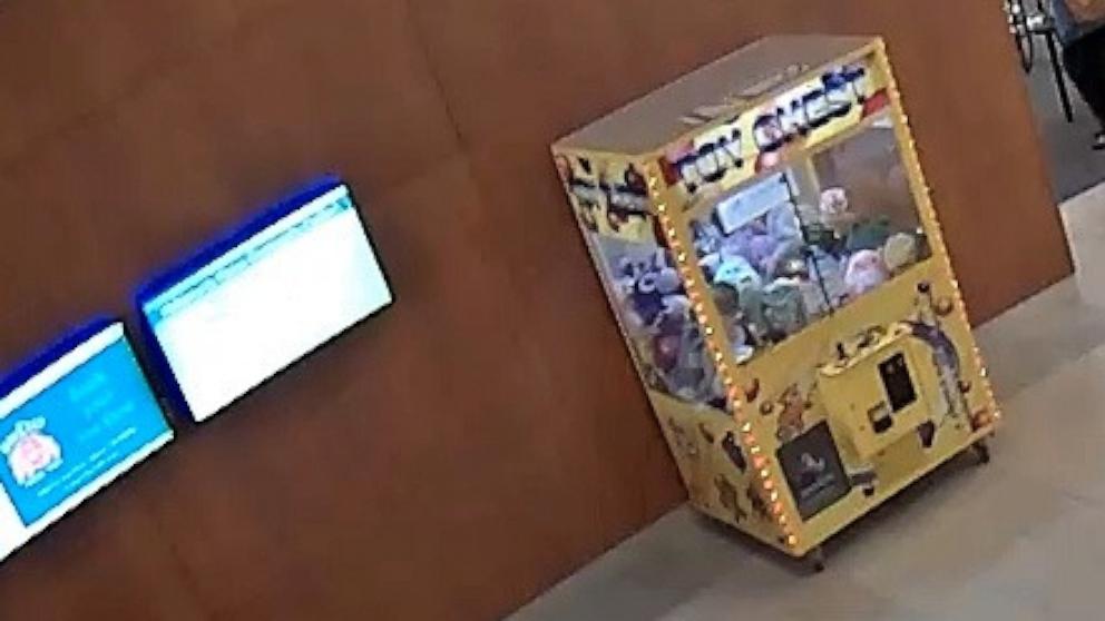 PHOTO: A child climbed into the claw machine at a local community center.