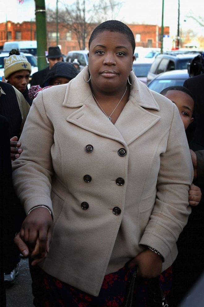 PHOTO: In this Feb. 8, 2013, file photo, Cleopatra Pendleton arrives for the wake of her 15-year-old daughter Hadiya Pendleton at the Calahan Funeral Home in Chicago.