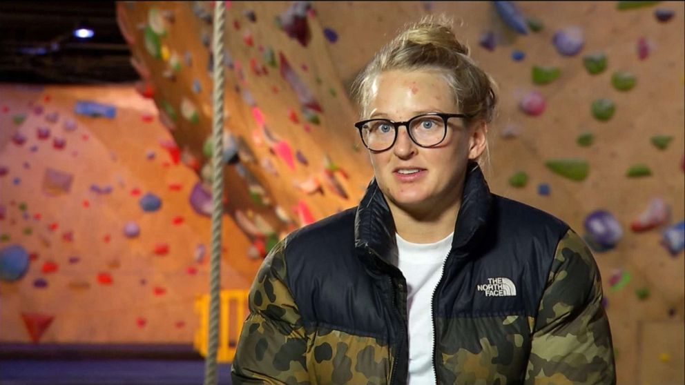 PHOTO: Emily Harrington speaks to ABC News about her fall while climbing El Capitan at Yosemite National Park.