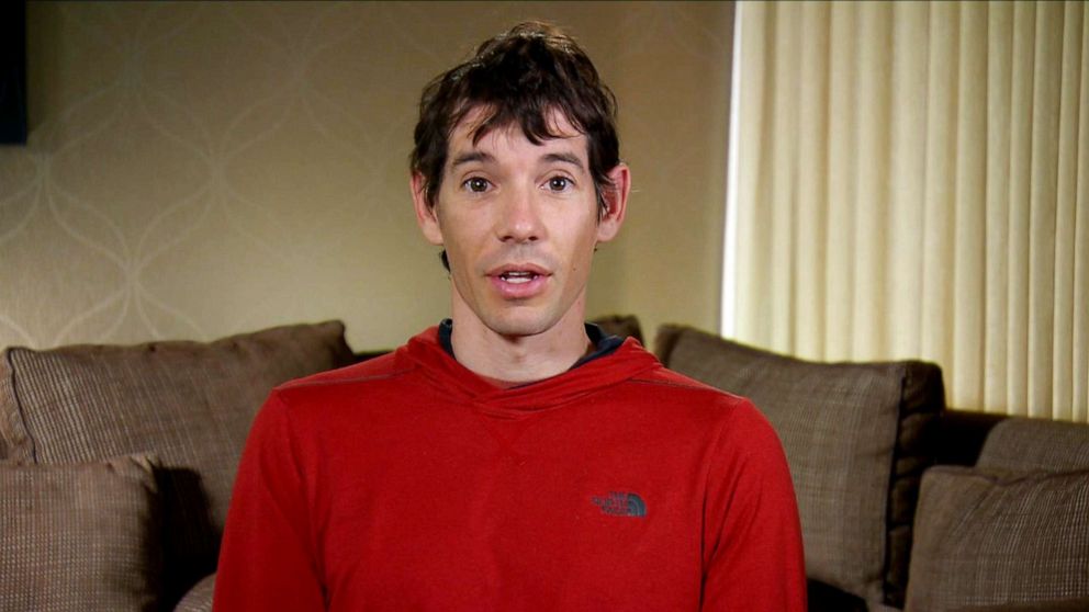 PHOTO:  Alex Honnold speaks to "Good Morning America" on Nov. 27, 2019, about helping to rescue Emily Harrington while climbing El Capitan.