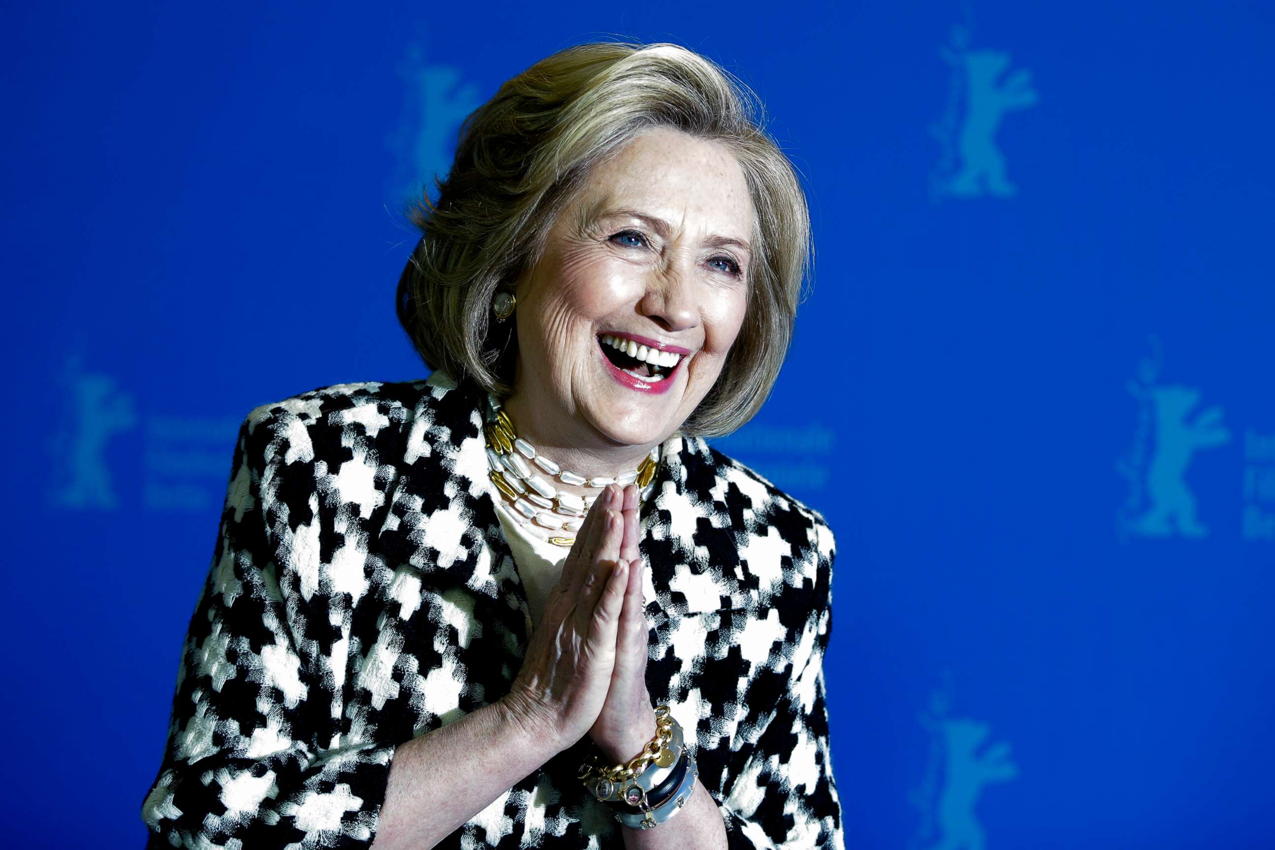 PHOTO: Former Secretary of State, Hillary Clinton, poses for the photographers during a photo-call for the film 'Hillary' ' during the 70th International Film Festival Berlin, Berlinale in Berlin, Feb. 25, 2020.