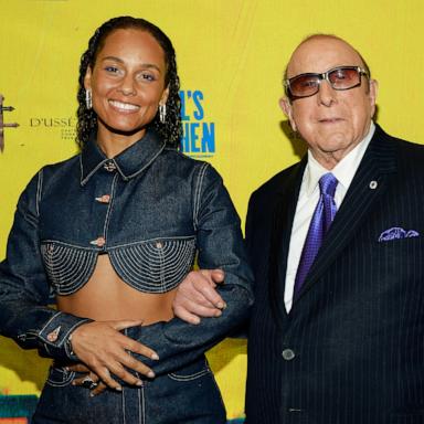 PHOTO: Alicia Keys and Clive Davis attend "Hell's Kitchen" Broadway opening night at Shubert Theatre, April 20, 2024 in New York City. 